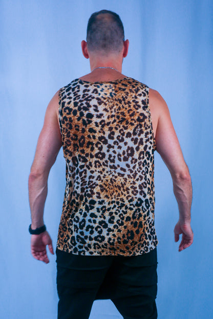 Leopard Mesh Tank - Gold