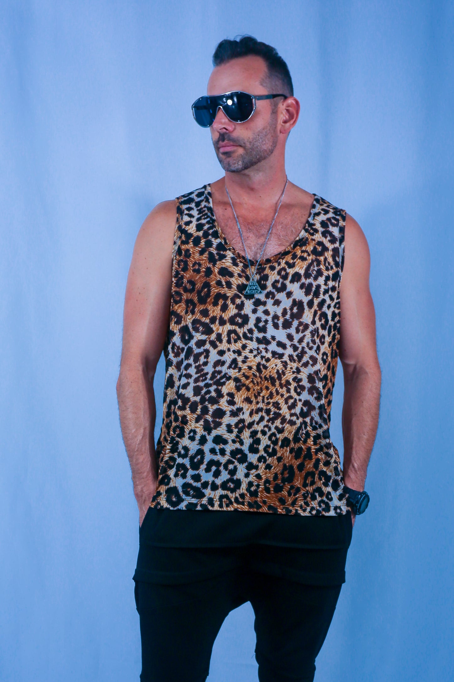 Leopard Mesh Tank - Gold