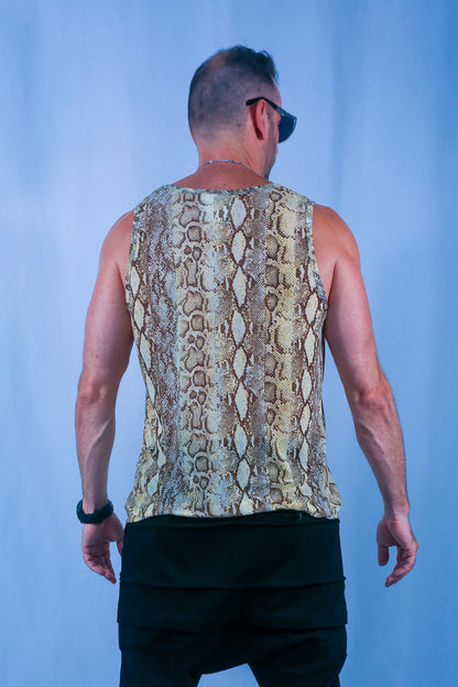 Snake Mesh Tank - Gold