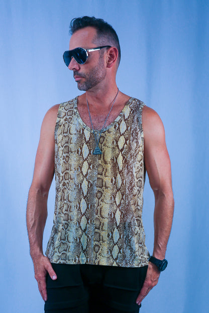 Snake Mesh Tank - Gold