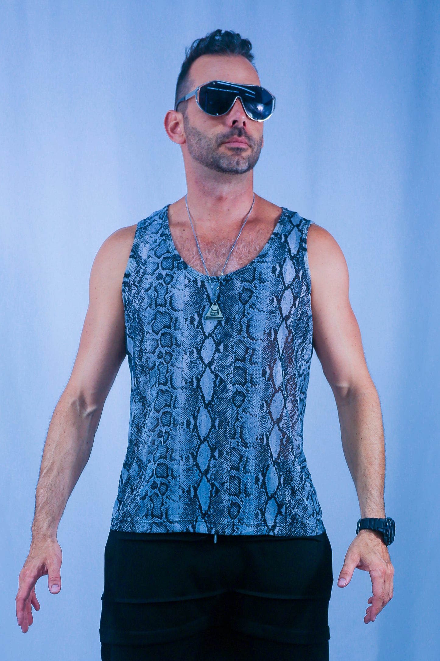 Snake Mesh Tank - Silver