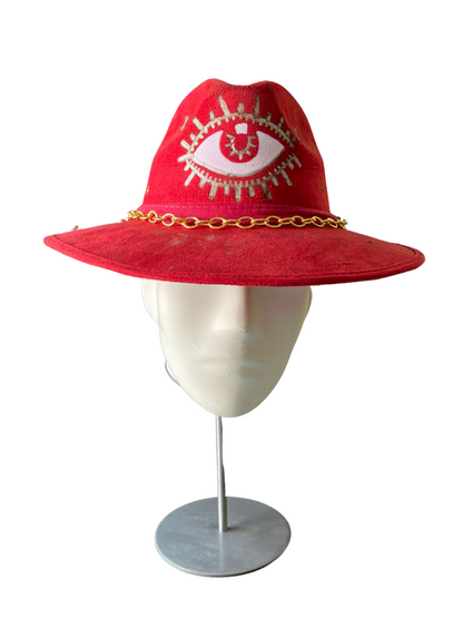 Red Short Brim Custom Eye Hat