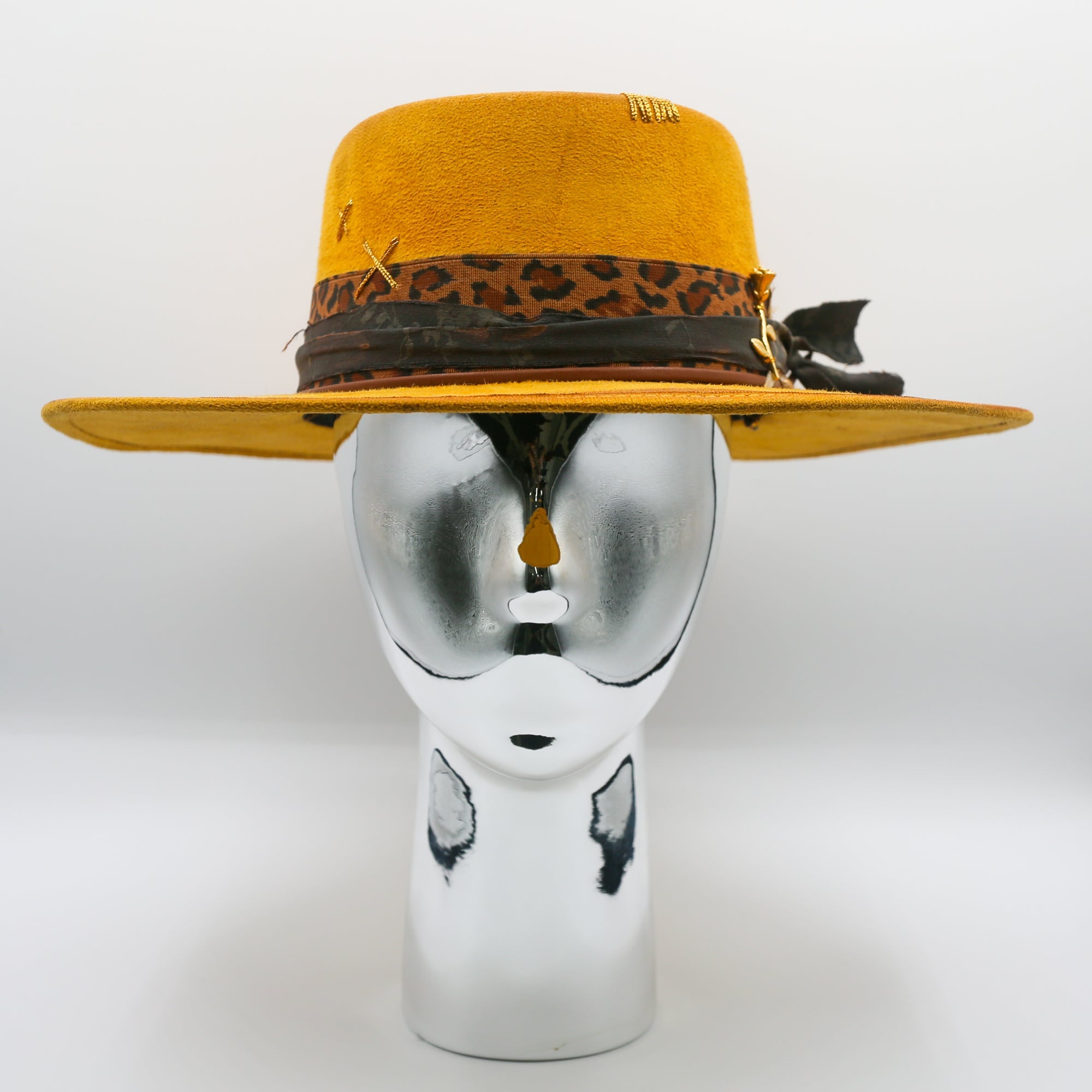 Gold wide brim hat online